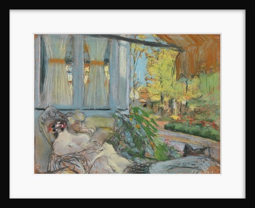 Madame Hessel reading on Cézannes enclosed terrace by Anonymous