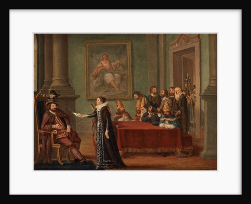 Christina Gyllenstierna with the letter of safe conduct before Christian II by Anonymous