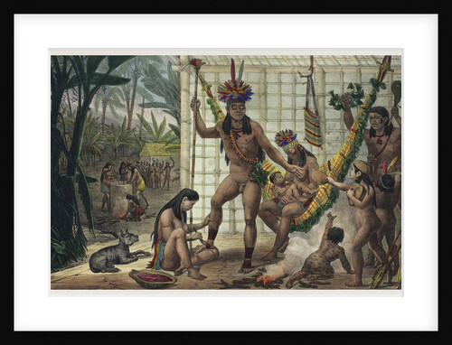 Family of a Camacan Indian Chief Preparing for a Festival. Illustration from Voyage pittoresque et h by Anonymous