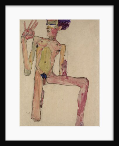 Kneeling Nude with Raised Hands (Self-Portrait) by Anonymous