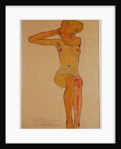 Seated Female Nude with Raised Arm (Gertrude Schiele) by Anonymous