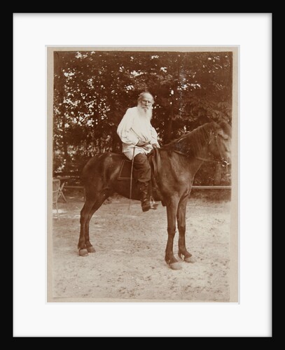 Portrait of the author Count Lev Nikolayevich Tolstoy on horseback by Anonymous
