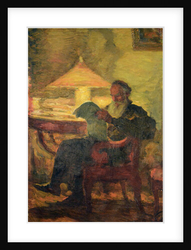 Leo Tolstoy reading by Anonymous