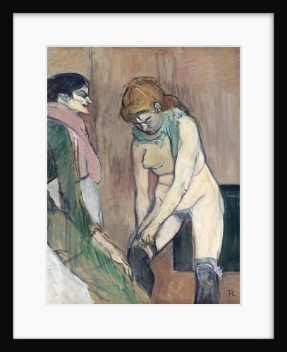 Woman Pulling up her Stockings by Anonymous