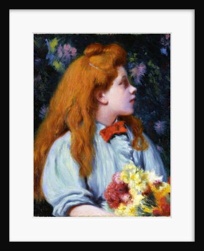 Girl with flowers by Anonymous