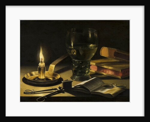 Still Life with a Lighted Candle by Anonymous