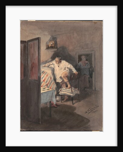 Chichikov at the house of Korobochka. Illustration for the novel Dead Souls by N. Gogol by Anonymous