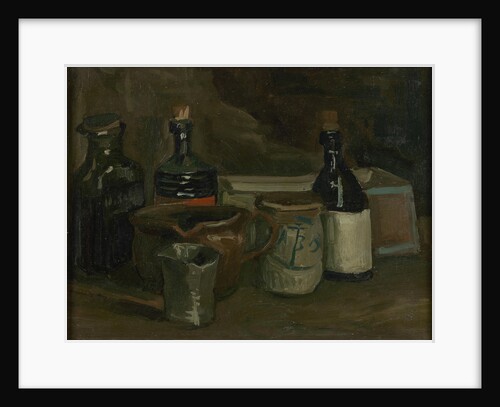Still life with bottles and pottery by Anonymous