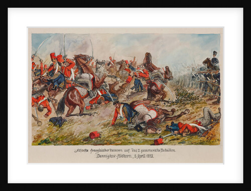 The attack of the French hussars on the 2nd Pomeranian Battalion. Dannigkow-Möckern, 5 April 1813 by Anonymous