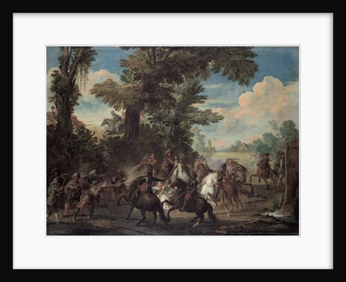 The Fight between Arquebusiers and cavalry by Anonymous