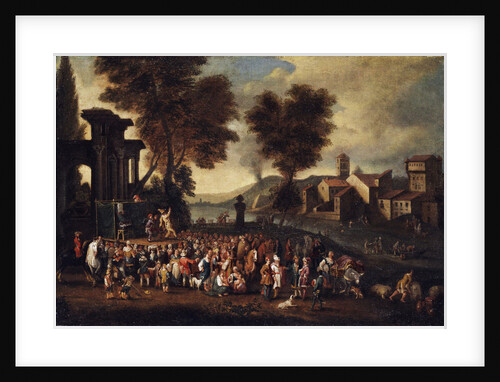 Commedia dellarte Scene in an Italian Landscape by Anonymous
