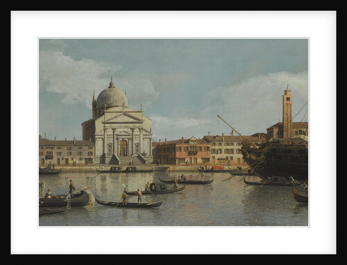 Venice, a view of the Churches of the Redentore and San Giacomo, with a moored Man-of-war, gondolas by Anonymous