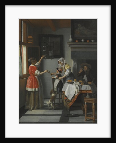 Interior with a Child Feeding a Parrot by Anonymous
