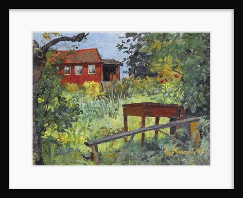 Garden with Red House by Anonymous