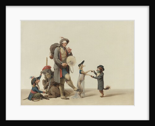 An Animal Trainer With Dancing Dogs, a Bear And Monkey by Anonymous