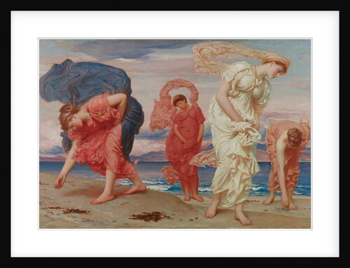 Greek girls picking up pebbles by the sea by Anonymous