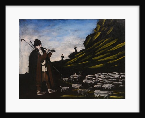 Herder with flock by Anonymous