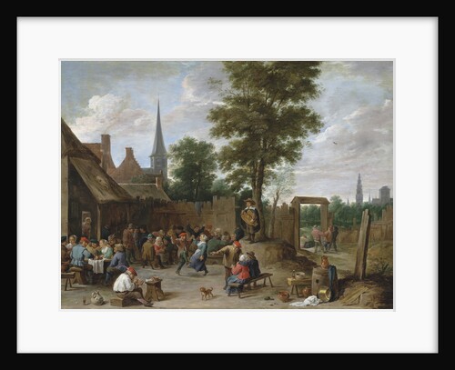 A village inn with peasants dancing and merry making to the music of a hurdy-gurdy by Anonymous