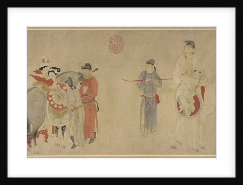 Yang Guifei Mounting a Horse, Emperor Xuanzong on horseback by Anonymous