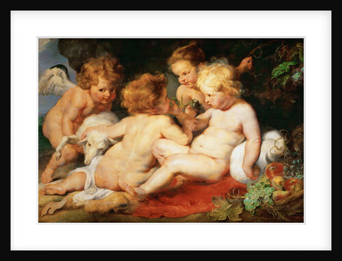 Christ and John the Baptist as Children with two angels by Anonymous