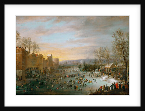 Ice Skating on the Stadtgraben in Brussels by Anonymous