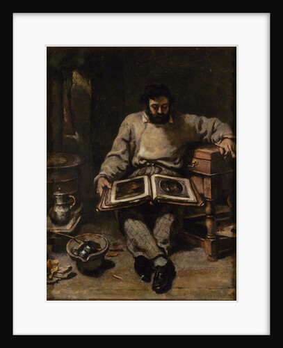 Marc Trapadoux Examining a Book of Prints, ca 1848 by Anonymous