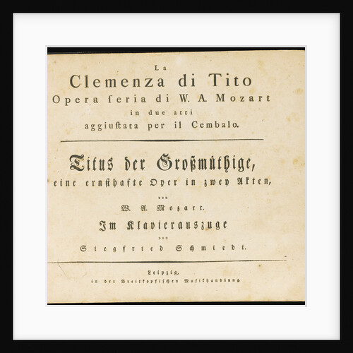La clemenza di Tito. The first edition of the vocal score, 1795 by Anonymous