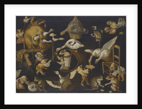 A Grotesque Scene With Animals Playing And a Dog Wrapped In Swaddling Clothes, Second Half of the 17 by Anonymous
