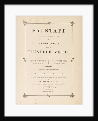 Opera Falstaff: first edition of the original version, 1893 by Anonymous