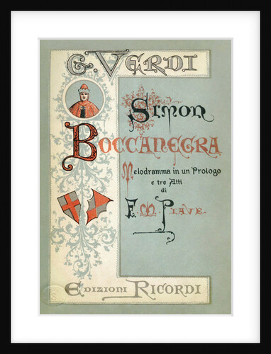 Cover to the first edition of the Libretto of opera Simon Boccanegra by Giuseppe Verdi, 1881 by Anonymous