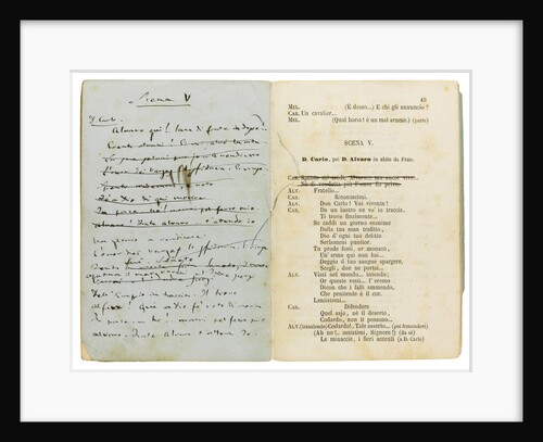 Libretto of the opera La forza del destino by F. M. Piave, revised by the composer, 1863 by Anonymous