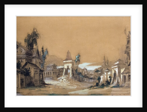 Stage design for the theatre play Posadnik by A. Tolstoy, 1878 by Anonymous