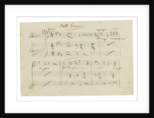 The autograph manuscript: Opera Ernani, final aria Solingo, errante e misero, Early 1840s by Anonymous