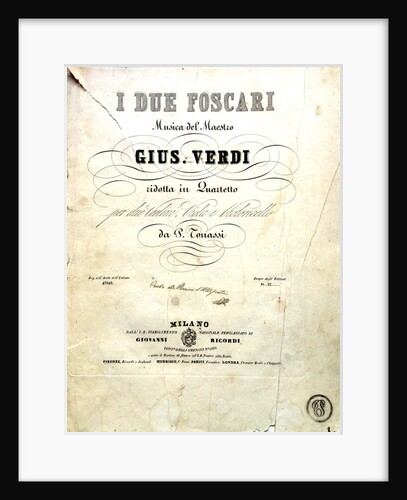 I due Foscari. Quartetto per due Violini, Viola e Violoncello, 1844 by Anonymous