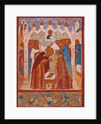 Monastic consecration of Saint Abraham of Rostov. Fresco of the Church of Saint John The Apostle in by Anonymous