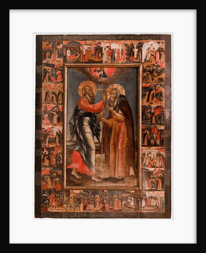 John the Apostle appearing to Saint Abraham of Rostov, Early 18th cen by Anonymous