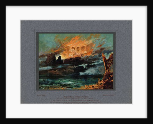 Valhalla on fire. Stage design for the opera Twilight of the Gods by Richard Wagner, 1896 by Anonymous