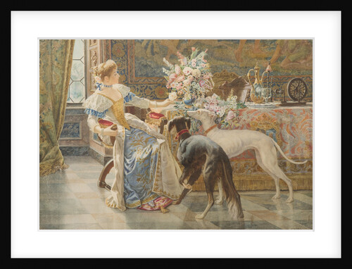 Lady with Two Dogs by Anonymous