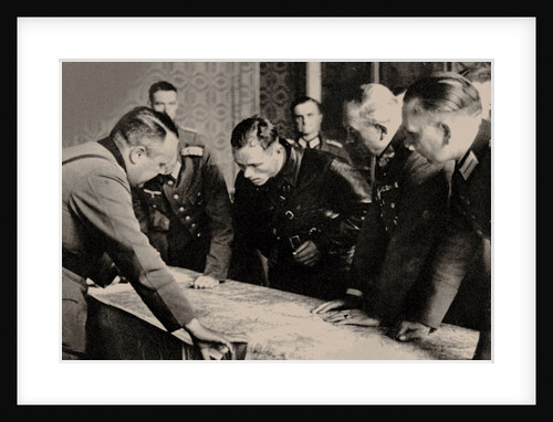 General Heinz Guderian (2nd from right) and the Red Army commissar Borovensky (3nd from right) durin by Anonymous