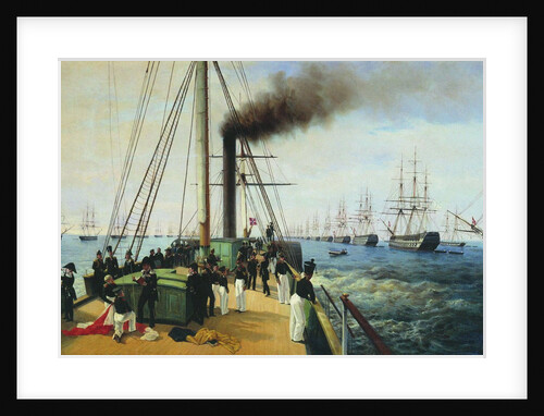 The review of the Baltic Fleet by the Emperor Nicholas I on the steamer Nevka, 1850-1860s by Anonymous