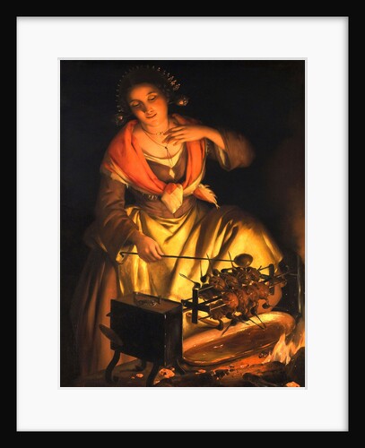 Girl in front of a fireplace, 1870 by Anonymous