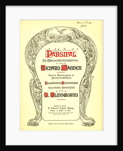 Cover of the vocal score of opera Parsifal by Richard Wagner, 1902 by Anonymous