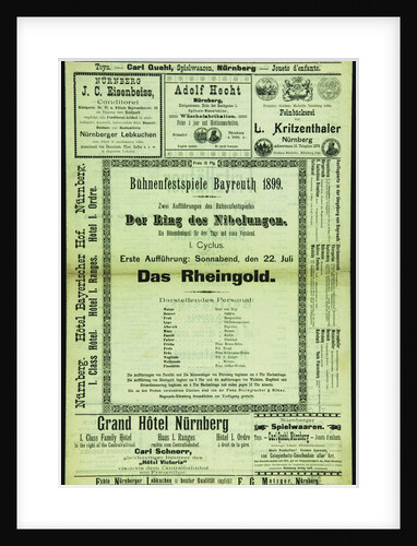 Program of the Bayreuth Festival, 1899, 1899 by Anonymous