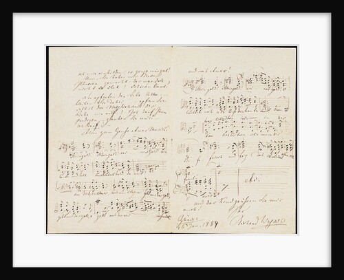 Letter to Carolyne Sayn-Wittgenstein including the closing measures of Das Rheingold, 1854 by Anonymous