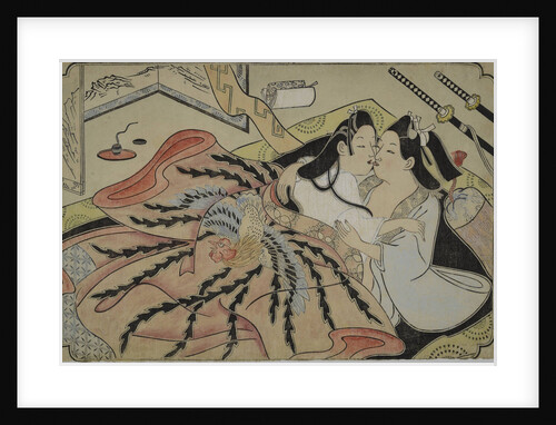 Lovers under a quilt with phoenix design, 1680s by Anonymous