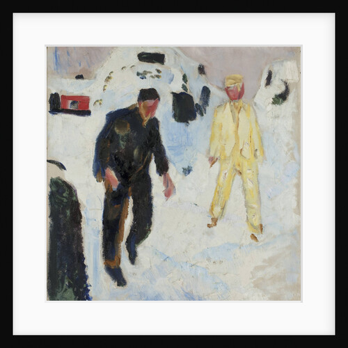 Black and Yellow Men in Snow, 1910-1912 by Anonymous