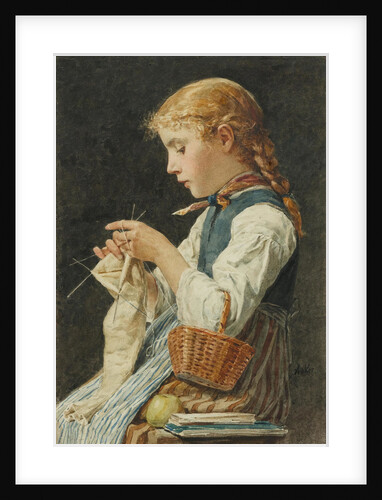 Girl Knitting, c. 1886 by Anonymous