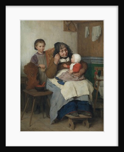 Grandmother spooning the soup to her grandchild, 1868 by Anonymous