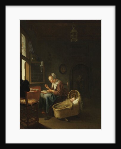 A mother sewing with her child, c. 1670 by Anonymous