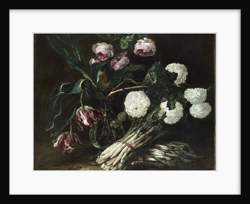 Vase of Flowers and two Bunch of Asparagus, c. 1650 by Anonymous